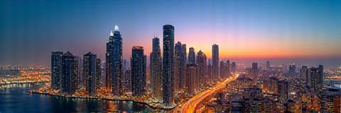 Dubai downtown skyline at dusk
