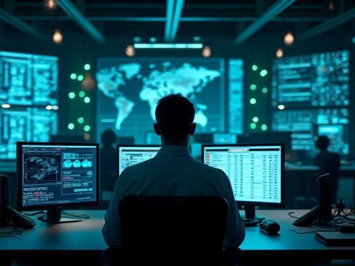 Cybersecurity specialist monitoring network at Emirates Connect